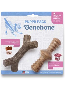 Benebone Puppy Maple Stick Zaggler Bacon 2-pack